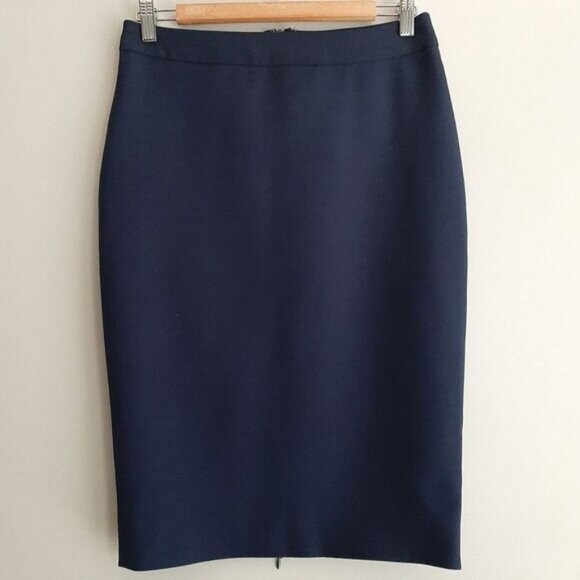 SANDRA ANGELOZZI Pencil Skirt Back Zipper Slit Navy Blue Sz S / Eur 36 - Picture 2 of 13